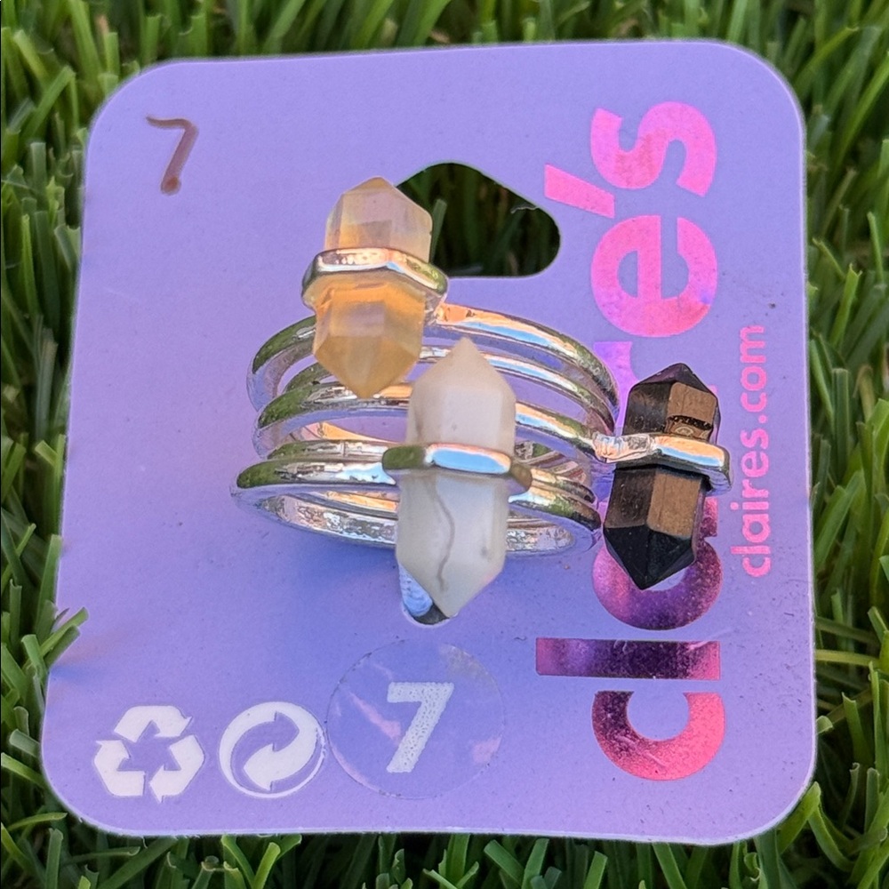 Claire's Silver Rings with Crystal Accents
